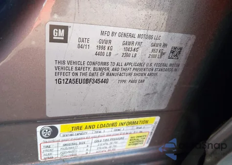 2011 Chevrolet Malibu Ls z USA, uszkodzony, nr VIN 1G1ZA5EU0BF345440